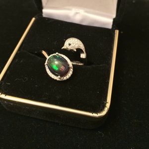 2.5ct naturally smoked welo fire opal ring